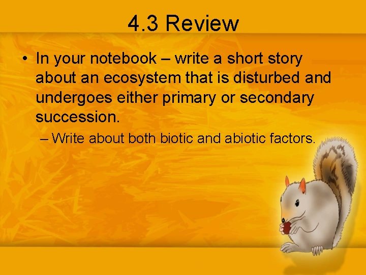 4. 3 Review • In your notebook – write a short story about an