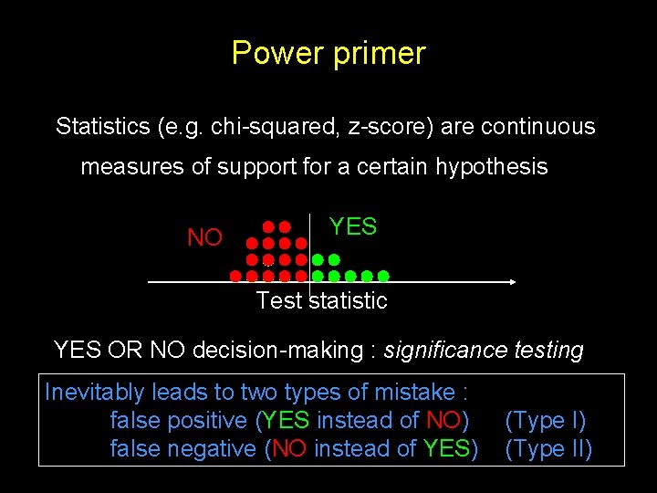 Power primer Statistics (e. g. chi-squared, z-score) are continuous measures of support for a