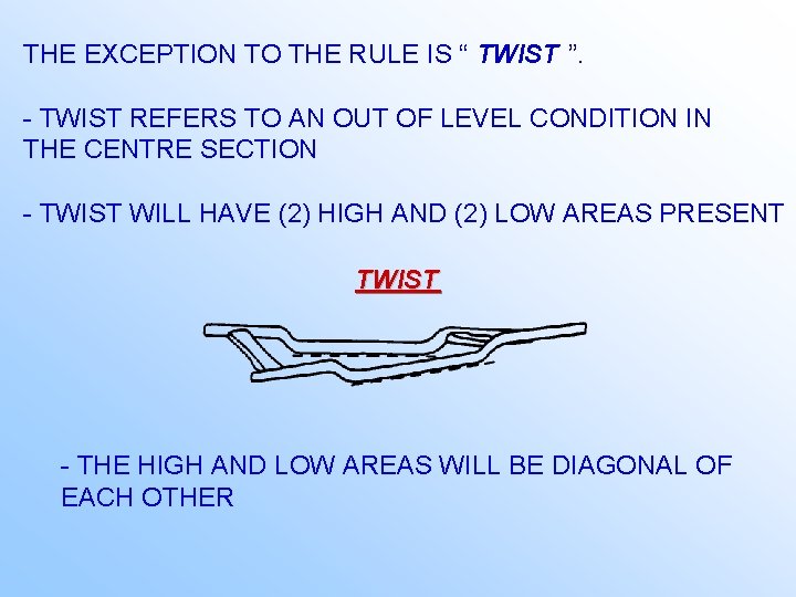 THE EXCEPTION TO THE RULE IS “ TWIST ”. - TWIST REFERS TO AN
