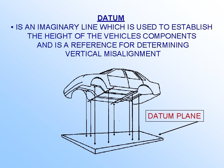 DATUM • IS AN IMAGINARY LINE WHICH IS USED TO ESTABLISH THE HEIGHT OF
