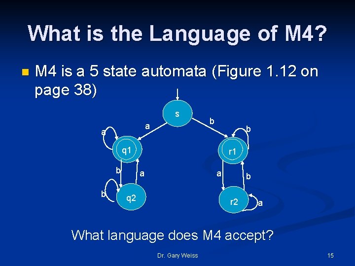 What is the Language of M 4? n M 4 is a 5 state