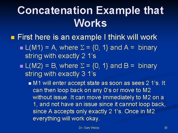 Concatenation Example that Works n First here is an example I think will work