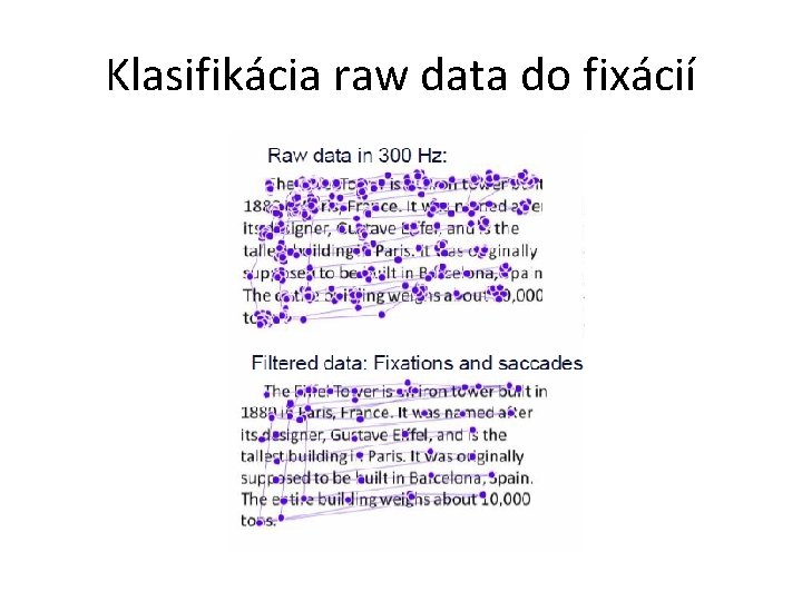 Klasifikácia raw data do fixácií 