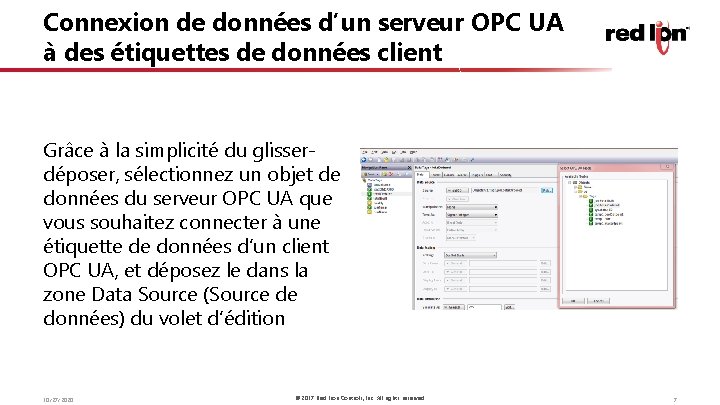 Connexion de données d’un serveur OPC UA à des étiquettes de données client Grâce