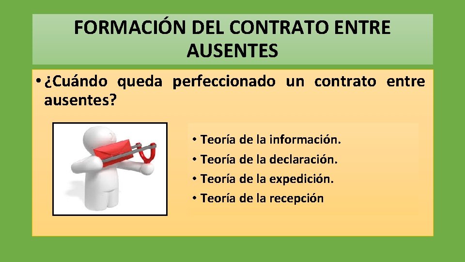 FORMACIÓN DEL CONTRATO ENTRE AUSENTES • ¿Cuándo queda perfeccionado un contrato entre ausentes? •