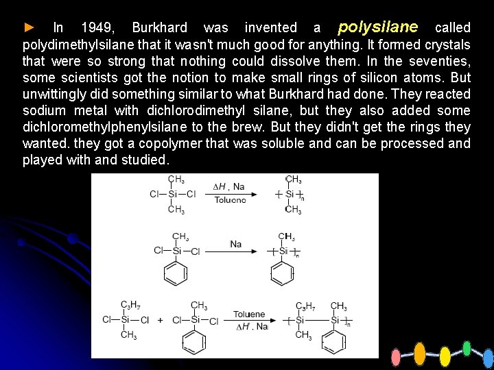 ► In 1949, Burkhard was invented a polysilane called polydimethylsilane that it wasn't much