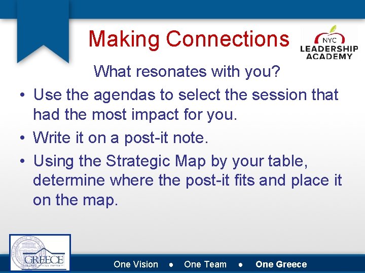 Making Connections What resonates with you? • Use the agendas to select the session