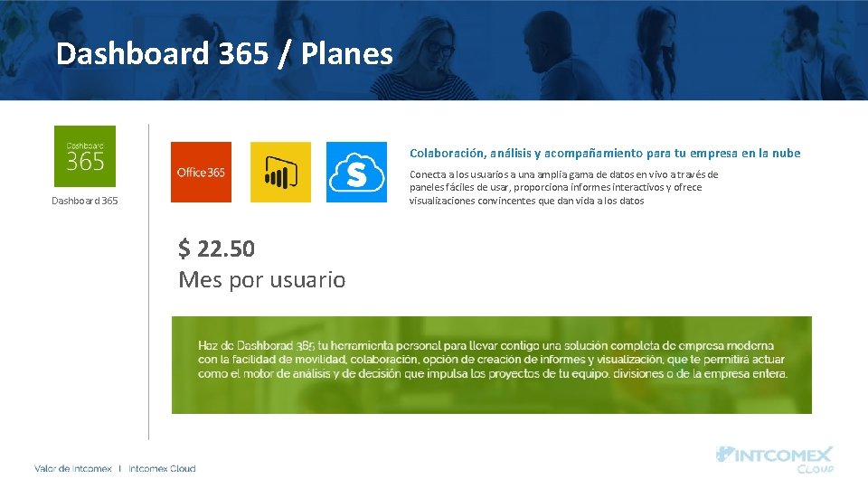 Dashboard 365 / Planes Colaboración, análisis y acompañamiento para tu empresa en la nube