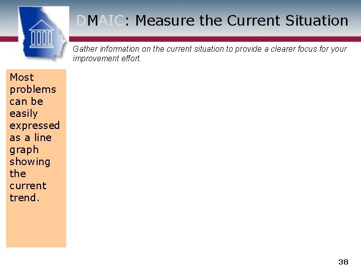 DMAIC: Measure the Current Situation Gather information on the current situation to provide a