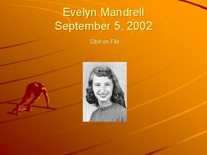 Evelyn Mandrell September 5, 2002 Obit on File 
