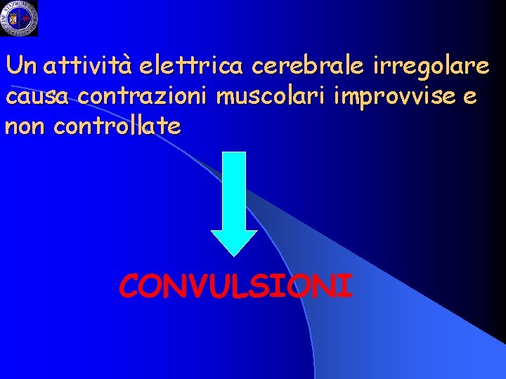 Un attività elettrica cerebrale irregolare causa contrazioni muscolari improvvise e non controllate CONVULSIONI 