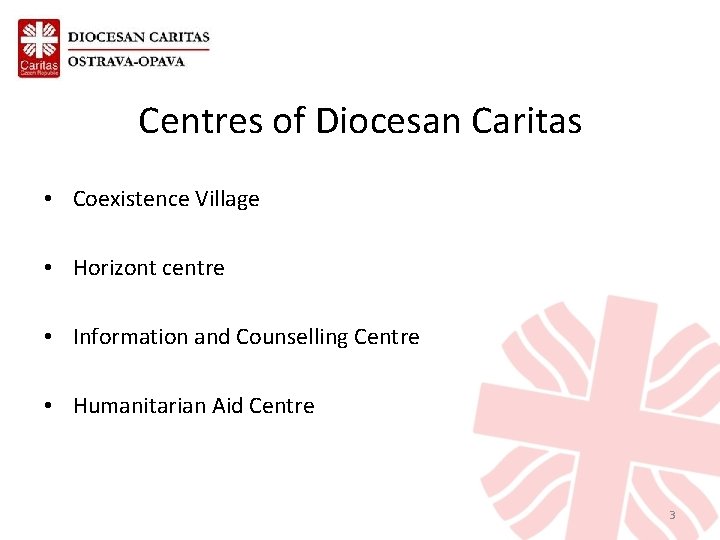 Centres of Diocesan Caritas • Coexistence Village • Horizont centre • Information and Counselling