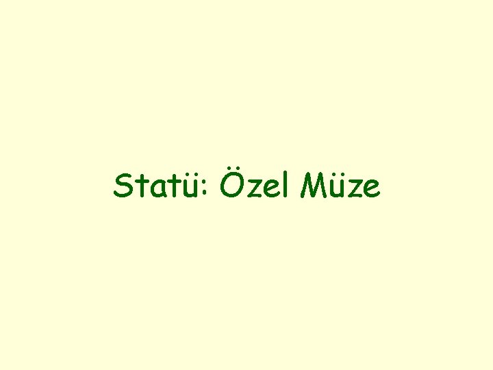 Statü: Özel Müze 