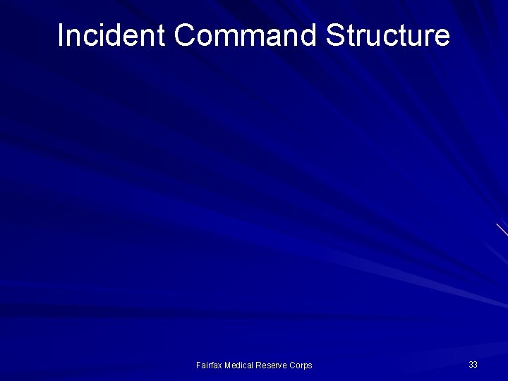 Incident Command Structure Fairfax Medical Reserve Corps 33 