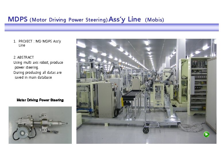 MDPS (Motor Driving Power Steering) Ass’y Line 1. PROJECT : MD MDPS Ass’y Line