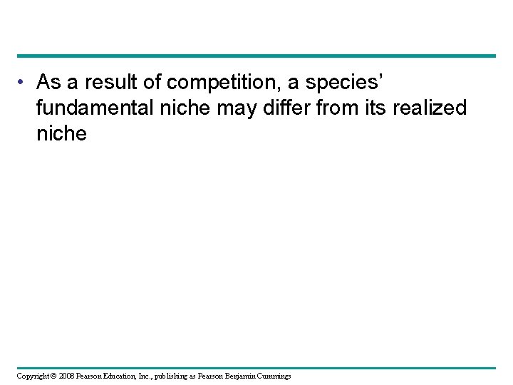  • As a result of competition, a species’ fundamental niche may differ from