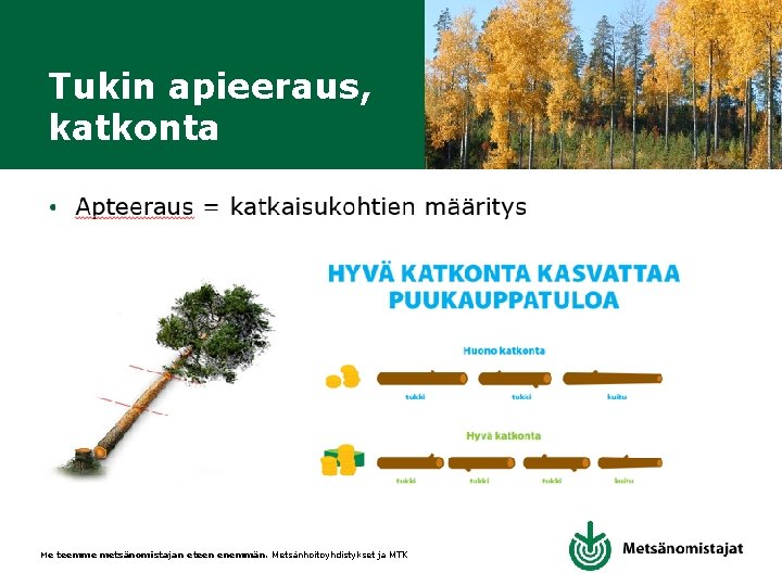 Tukin apieeraus, katkonta Me teemme metsänomistajan eteen enemmän. Metsänhoitoyhdistykset ja MTK 