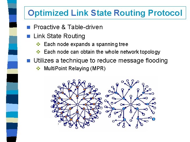 Optimized Link State Routing Protocol Proactive & Table-driven n Link State Routing n v