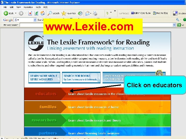 www. Lexile. com Click on educators 21 st Century Special Educators: Leading the Change!