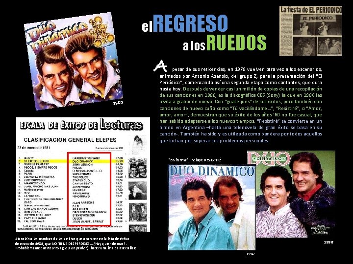 el. REGRESO a los RUEDOS A 1980 pesar de sus reticencias, en 1978 vuelven