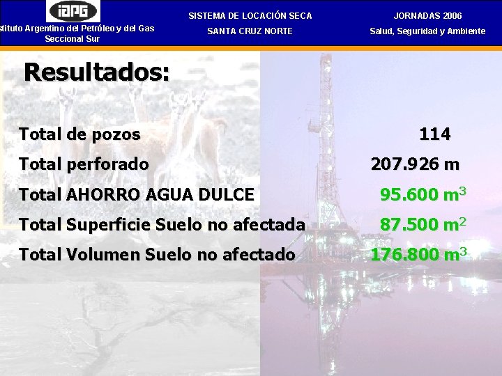 stituto Argentino del Petróleo y del Gas Seccional Sur SISTEMA DE LOCACIÓN SECA JORNADAS