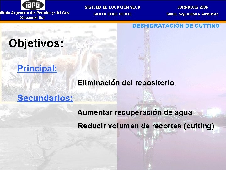 stituto Argentino del Petróleo y del Gas Seccional Sur SISTEMA DE LOCACIÓN SECA JORNADAS