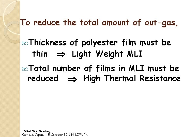 To reduce the total amount of out-gas, Thickness thin of polyester film must be