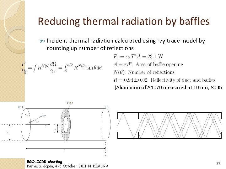 Reducing thermal radiation by baffles Incident thermal radiation calculated using ray trace model by