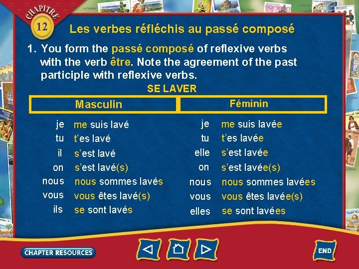 12 Les verbes réfléchis au passé composé 1. You form the passé composé of