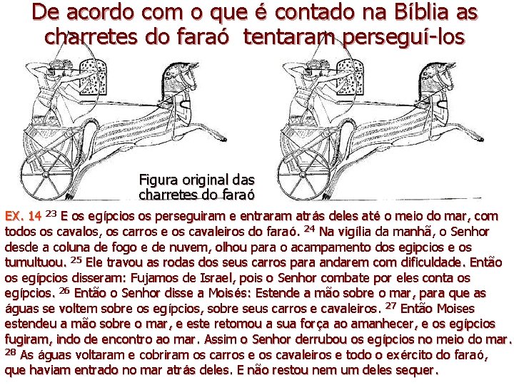 De acordo com o que é contado na Bíblia as charretes do faraó tentaram De acordo com o que é contado na Bíblia as charretes do faraó tentaram