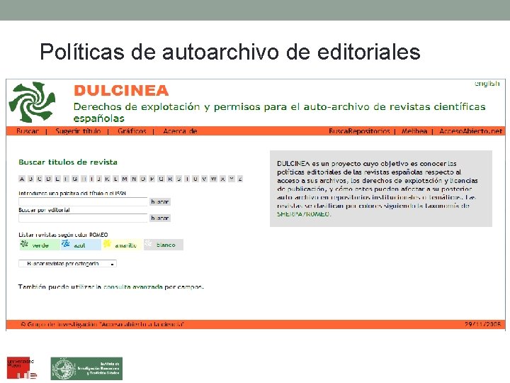 Políticas de autoarchivo de editoriales 