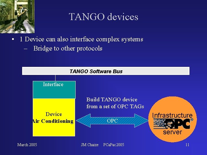TANGO devices • 1 Device can also interface complex systems – Bridge to other TANGO devices • 1 Device can also interface complex systems – Bridge to other