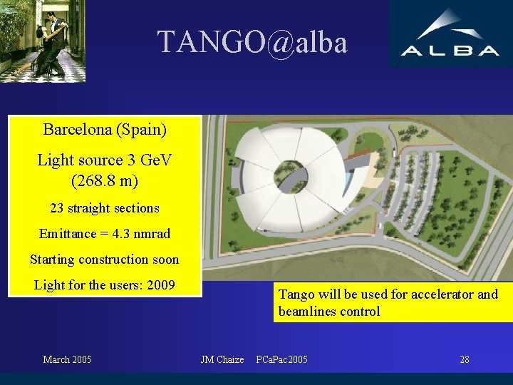 TANGO@alba Barcelona (Spain) Light source 3 Ge. V (268. 8 m) 23 straight sections TANGO@alba Barcelona (Spain) Light source 3 Ge. V (268. 8 m) 23 straight sections
