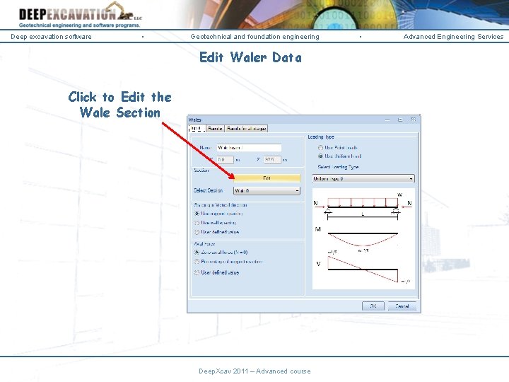 Deep excavation software • Geotechnical and foundation engineering Edit Waler Data Click to Edit