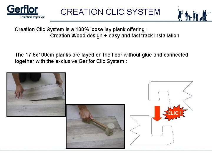 CREATION CLIC SYSTEM Creation Clic System is a 100% loose lay plank offering :