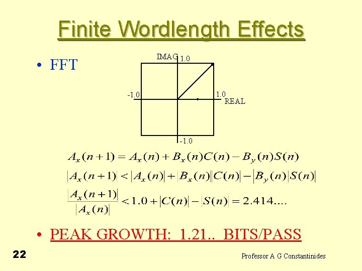 Finite Wordlength Effects IMAG 1. 0 • FFT 1. 0 REAL -1. 0 •