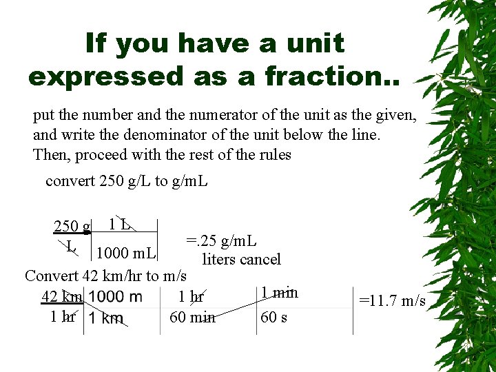 If you have a unit expressed as a fraction. . put the number and