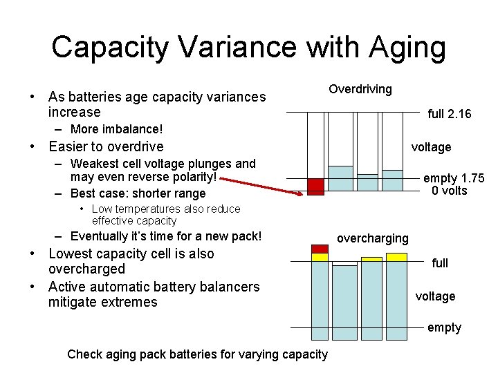 Capacity Variance with Aging • As batteries age capacity variances increase Overdriving full 2.