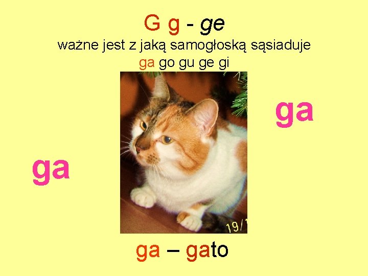 G g - ge ważne jest z jaką samogłoską sąsiaduje ga go gu ge