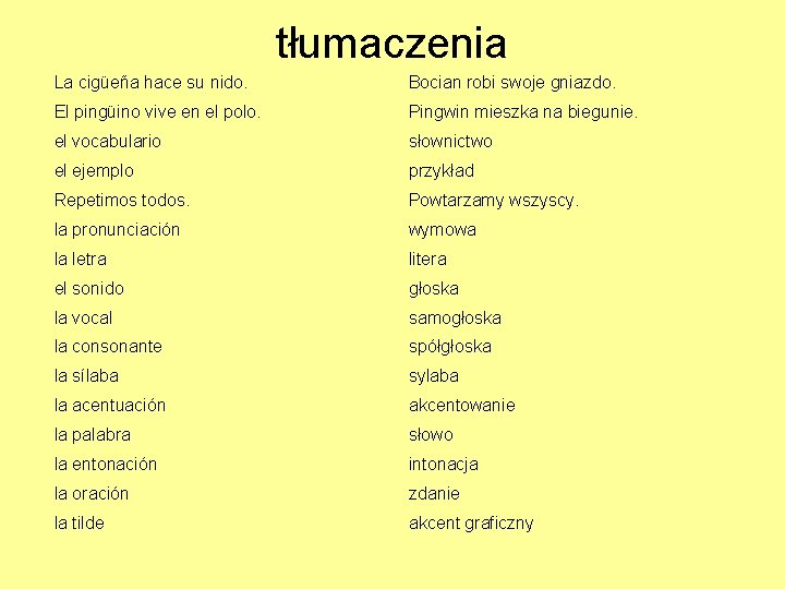 tłumaczenia La cigüeña hace su nido. Bocian robi swoje gniazdo. El pingüino vive en
