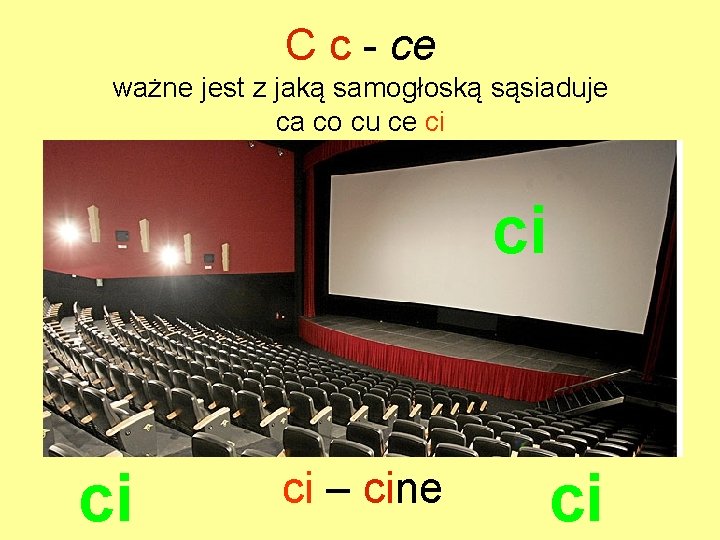 C c - ce ważne jest z jaką samogłoską sąsiaduje ca co cu ce