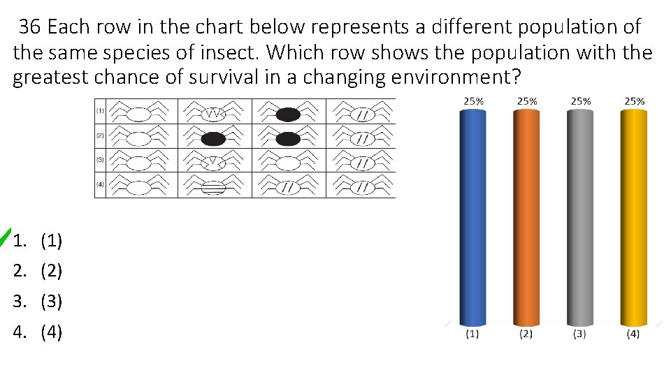 36 Each row in the chart below represents a different population of the same