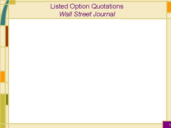 Listed Option Quotations Wall Street Journal 5 