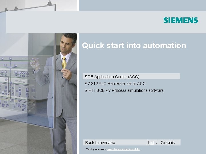 Quick start into automation SCE-Application Center (ACC) S 7 -312 PLC Hardware-set to ACC Quick start into automation SCE-Application Center (ACC) S 7 -312 PLC Hardware-set to ACC