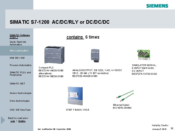 SIMATIC S 7 -1200 AC/DC/RLY or DC/DC/DC SIMATIC Software STEP 7 contains 6 times SIMATIC S 7 -1200 AC/DC/RLY or DC/DC/DC SIMATIC Software STEP 7 contains 6 times