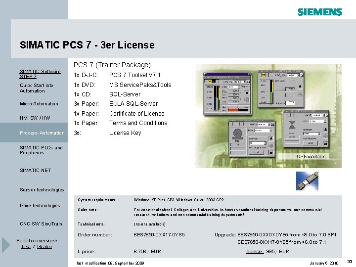 SIMATIC PCS 7 - 3 er License SIMATIC Software STEP 7 PCS 7 (Trainer SIMATIC PCS 7 - 3 er License SIMATIC Software STEP 7 PCS 7 (Trainer