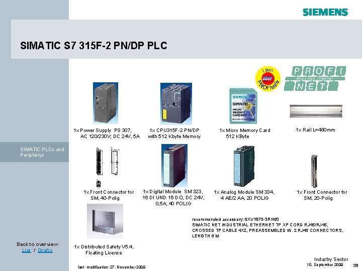 SIMATIC S 7 315 F-2 PN/DP PLC 1 x CPU 315 F-2 PN/DP with SIMATIC S 7 315 F-2 PN/DP PLC 1 x CPU 315 F-2 PN/DP with
