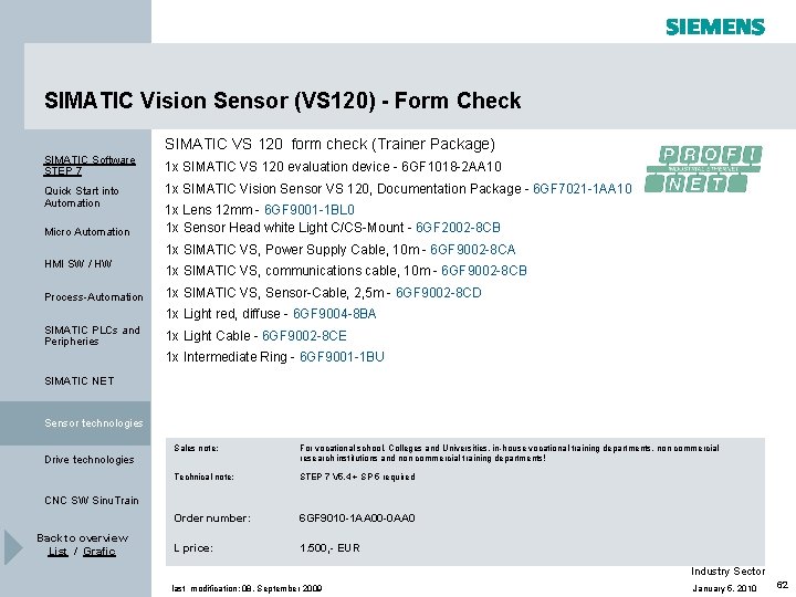 SIMATIC Vision Sensor (VS 120) - Form Check SIMATIC VS 120 form check (Trainer SIMATIC Vision Sensor (VS 120) - Form Check SIMATIC VS 120 form check (Trainer