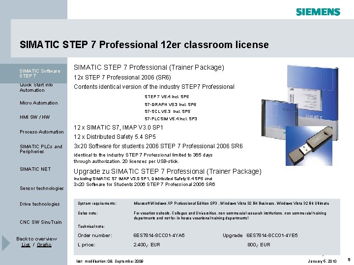 SIMATIC STEP 7 Professional 12 er classroom license SIMATIC Software STEP 7 Quick Start SIMATIC STEP 7 Professional 12 er classroom license SIMATIC Software STEP 7 Quick Start