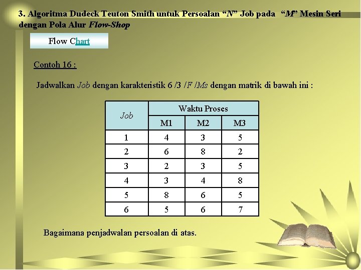 3. Algoritma Dudeck Teuton Smith untuk Persoalan “N” Job pada “M” Mesin Seri dengan